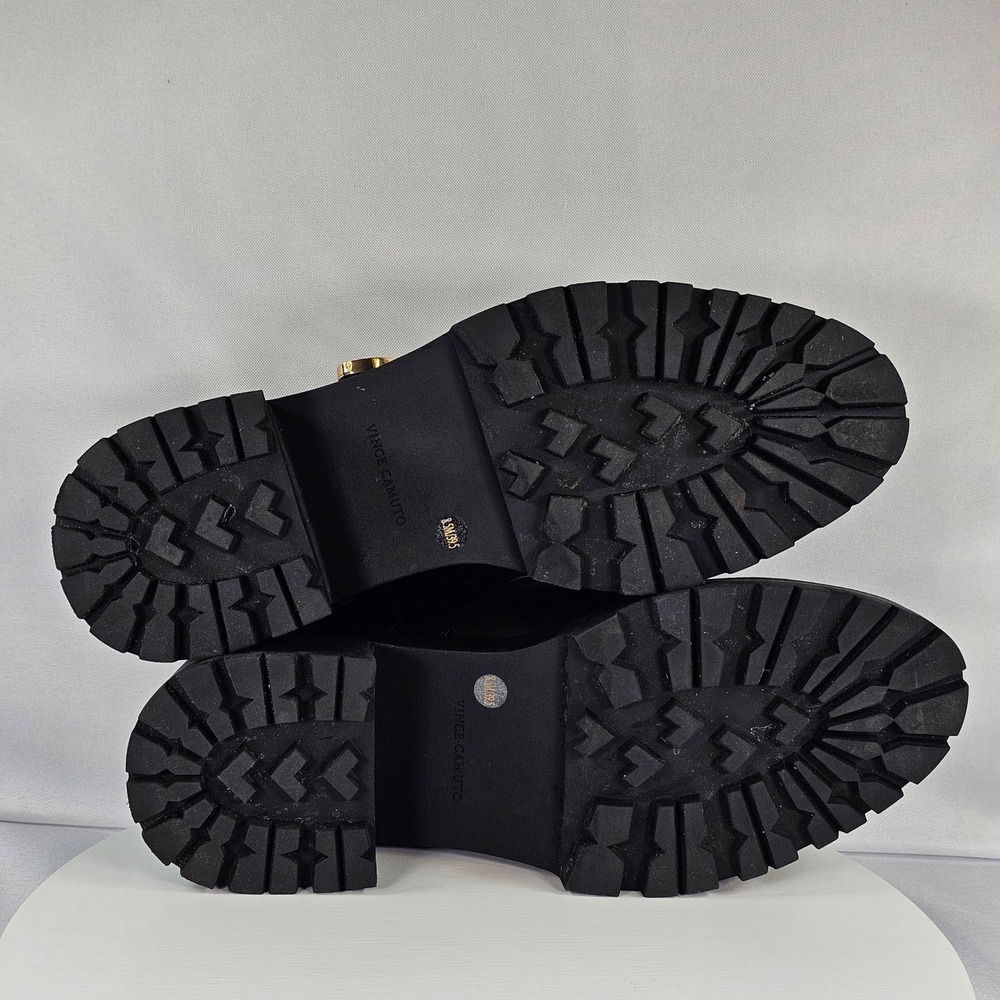 Vince Camuto Black Leather T-Strap Lug Sole Mary Jane Heels Size 8.5M - Picture 6 of 7